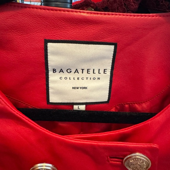 Bagatelle collection Red Double-Breasted Leather Blazer with Gold Buttons - Picture 5 of 5